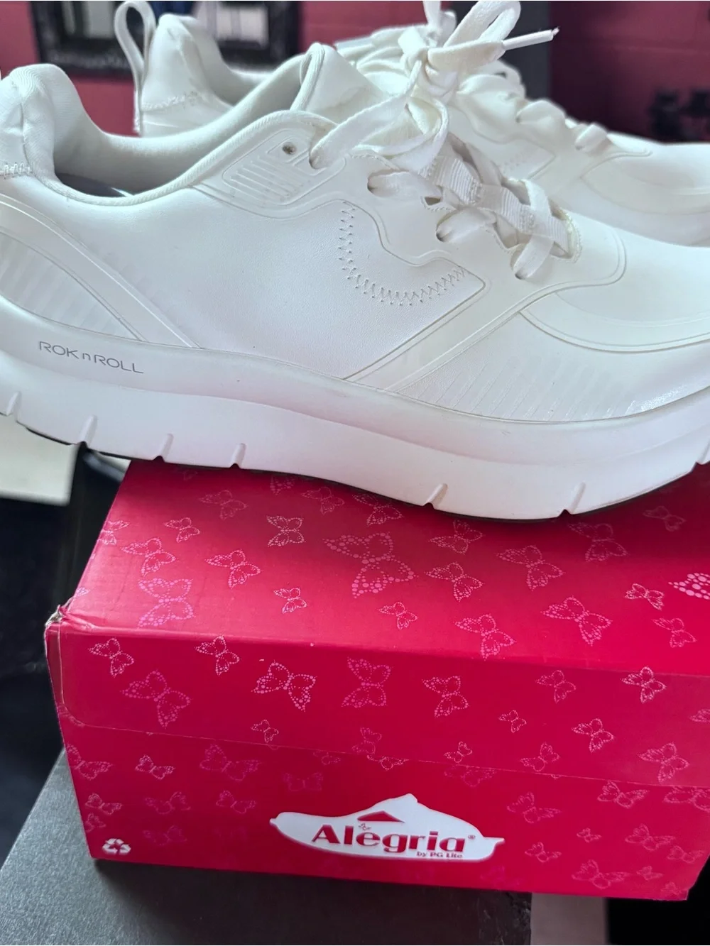 Alegria White Chunky Lace-Up Platform Sneakers